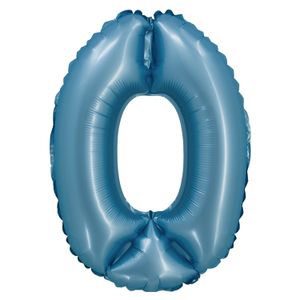 Balão Cromado Número 0 Azul 20cm - Silver Plastic
