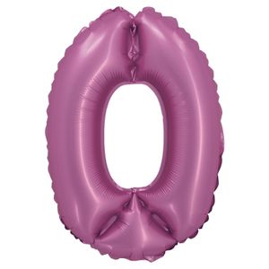 Balão Cromado Número 0 Rosa 20cm - Silver Plastic