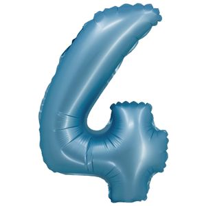 Balão Cromado Número 4 Azul 20cm - Silver Plastic
