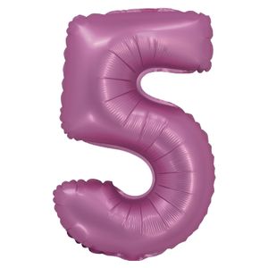 Balão Cromado Número 5 Rosa 20cm - Silver Plastic