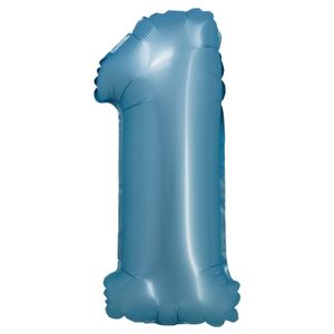 Balão Cromado Número 1 Azul 20cm - Silver Plastic