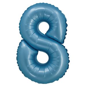Balão Cromado Número 8 Azul 20cm - Silver Plastic