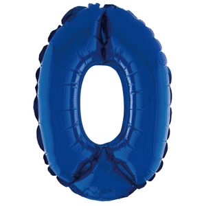Balão Metalizado Número 0 Azul 20cm - Silver Plastic