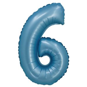Balão Cromado Número 6 Azul 20cm - Silver Plastic