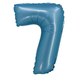 Balão Cromado Número 7 Azul 20cm - Silver Plastic