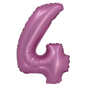 Balão Cromado Número 4 Rosa 20cm - Silver Plastic