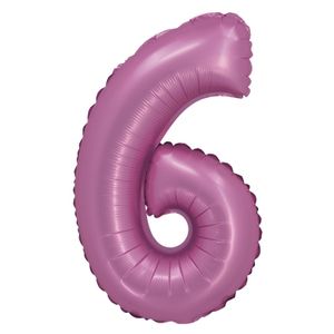 Balão Cromado Número 6 Rosa 20cm - Silver Plastic