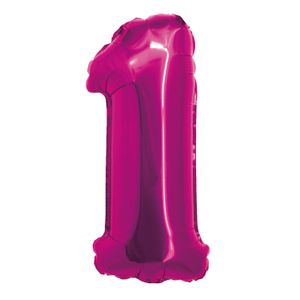 Balão Metalizado Número 1 Rosa 20cm - Silver Plastic