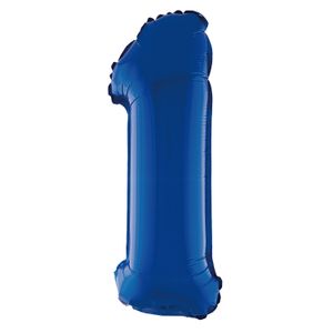 Balão Metalizado Número 1 Azul 20cm - Silver Plastic