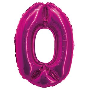 Balão Metalizado Número 0 Rosa 20cm - Silver Plastic