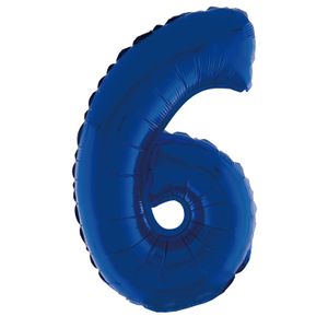 Balão Metalizado Número 6 Azul 20cm - Silver Plastic