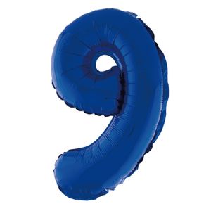 Balão Metalizado Número 9 Azul 20cm - Silver Plastic