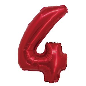 Balão Metalizado Número 4 Vermelho 20cm - Silver Plastic