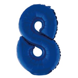 Balão Metalizado Número 8 Azul 20cm - Silver Plastic