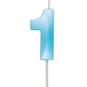 Vela de Aniversário Número 1 Azul Candy - Silver Plastic
