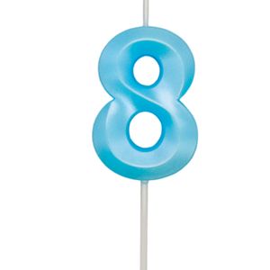Vela de Aniversário Número 8 Azul Candy - Silver Plastic