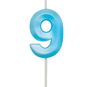 Vela de Aniversário Número 9 Azul Candy - Silver Plastic