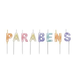 Vela Design Parabéns Candy Color - Silver Plastic