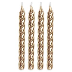 Vela Espiral Dourada 8 Unidades - Silver Plastic