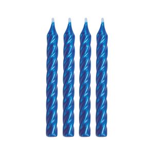 Vela Espiral Azul 8 Unidades - Silver Plastic