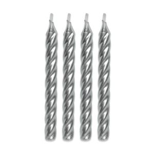 Vela Espiral Prateada 8 Unidades - Silver Plastic