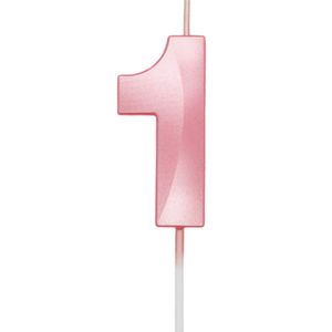 Vela de Aniversário Mini Número 1 Rosa Candy - Silver Plastic