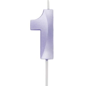 Vela de Aniversário Mini Número 1 Lilás Candy - Silver Plastic