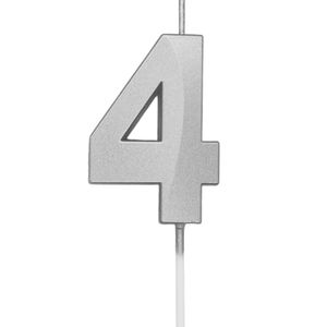 Vela de Aniversário Mini Número 4 Prata - Silver Plastic