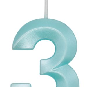 Vela de Aniversário Mini Número 3 Verde Água - Silver Plastic