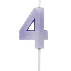 Vela de Aniversário Mini Número 4 Lilás Candy - Silver Plastic