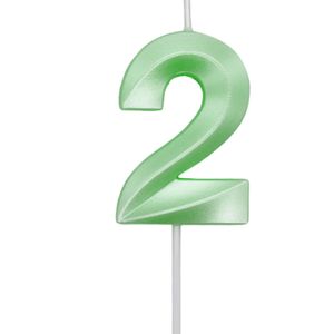 Vela de Aniversário Mini Número 2 Verde Candy - Silver Plastic