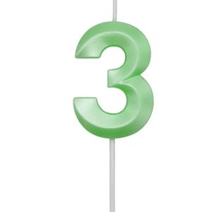 Vela de Aniversário Mini Número 3 Verde Candy - Silver Plastic