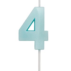 Vela de Aniversário Mini Número 4 Verde Água - Silver Plastic