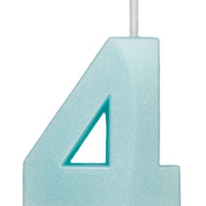 Vela de Aniversário Mini Número 4 Verde Água - Silver Plastic