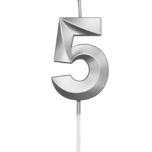 Vela de Aniversário Mini Número 5 Prata - Silver Plastic