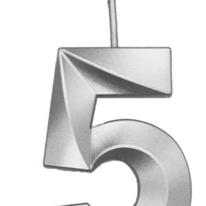 Vela de Aniversário Mini Número 5 Prata - Silver Plastic