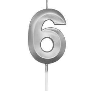 Vela de Aniversário Mini Número 6 Prata - Silver Plastic