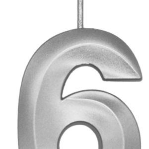 Vela de Aniversário Mini Número 6 Prata - Silver Plastic