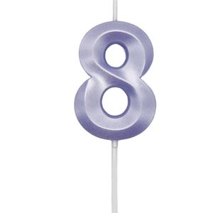 Vela de Aniversário Mini Número 8 Lilás Candy - Silver Plastic
