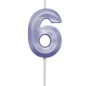 Vela de Aniversário Mini Número 6 Lilás Candy - Silver Plastic