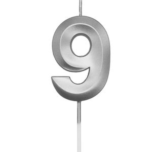 Vela de Aniversário Mini Número 9 Prata - Silver Plastic
