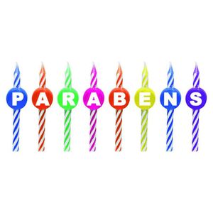 Vela Parabéns Palito - Silver Plastic