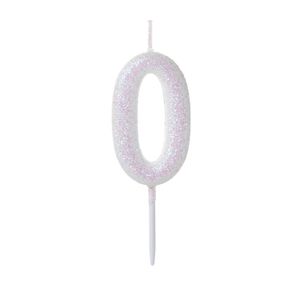 Vela Pick Glitter Número 0 Branca - Silver Plastic