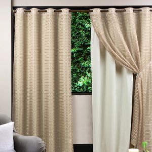 Cortina Blackout Lava Fácil Xadrez 2x1,30m Bege - Marka Textil