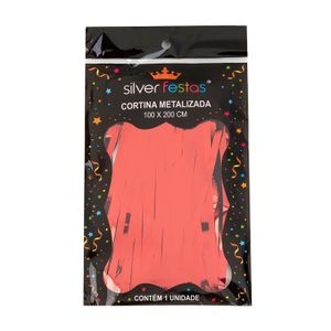 Cortina de Franja Metalizada 1x2m Vermelha - Silver Plastic