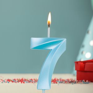 Vela de Aniversário Número 7 Azul Candy - Silver Plastic