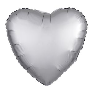 Balão de Coração Cromado 18 Polegadas Prateado - Silver Plastic