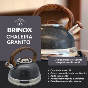 Chaleira com Apito Roma 2,7l Granito - Brinox