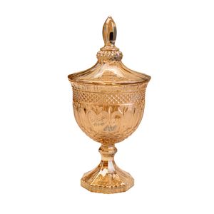 Bomboniere com Pé Brandon 24,5cm Âmbar - Lyor