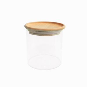 Pote de Vidro Empilhável com Tampa De Bambu 500mL - Oikos